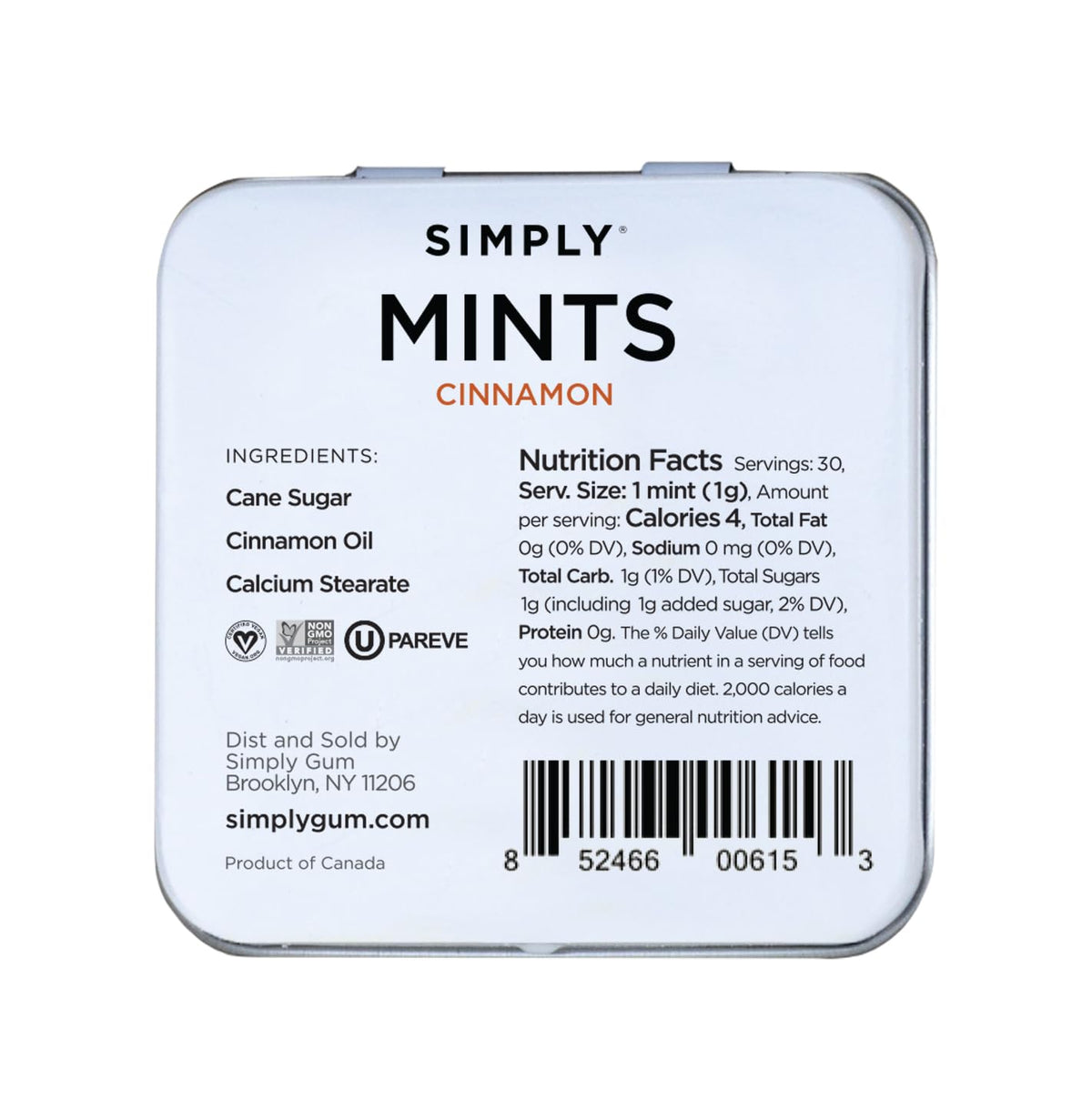 Simply Gum Simply Mints Cinnamon opened pack ready for everyday carry.