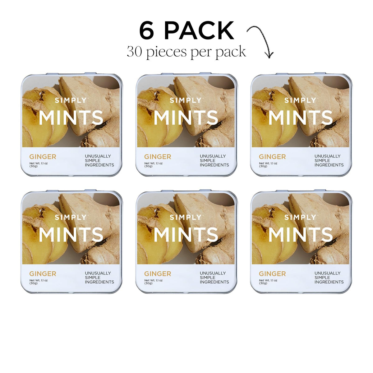 Desk-ready SIMPLY MINTS packaging supports allergen-safe fresh breath at work
