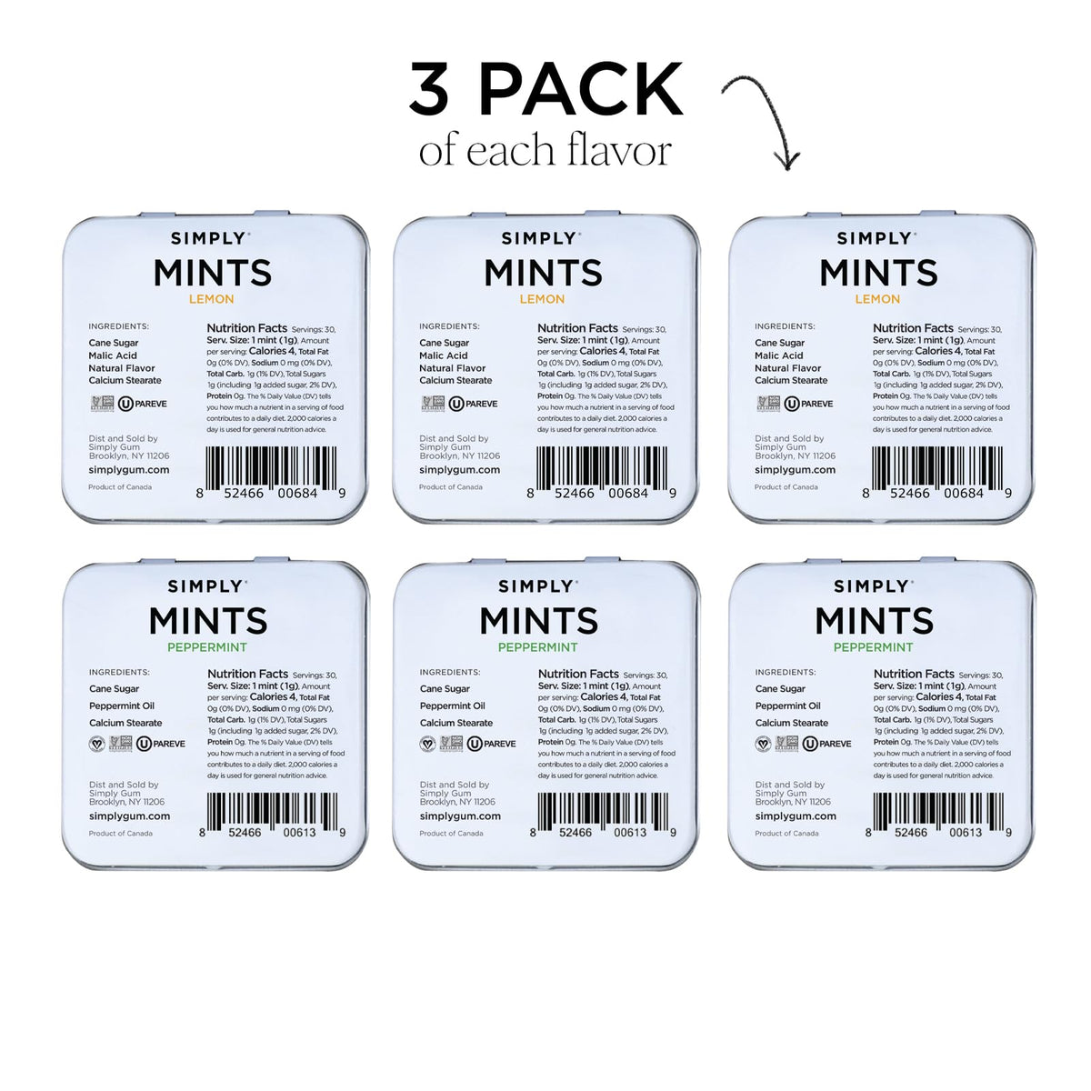 SIMPLY MINTS lemon close-up highlights bright lemon flavor for fresh breath