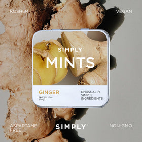 Open mint tin of SIMPLY MINTS reveals discs for on the go freshness