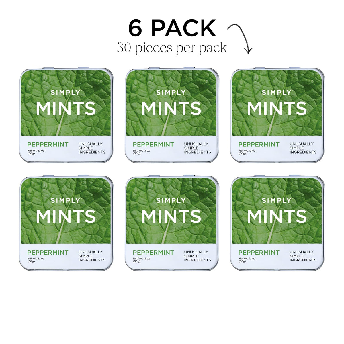 Simply Gum SIMPLY MINTS six metal tins open for quick rebreath refreshment