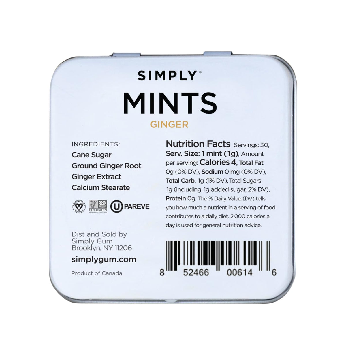 SIMPLY MINTS six-tin set shown for travel-friendly, plastic-free packaging