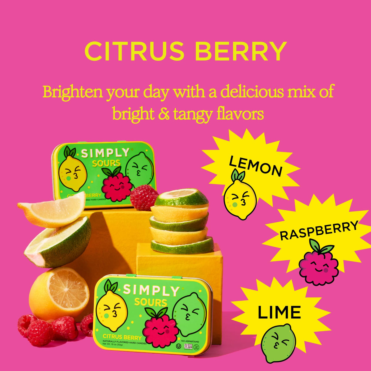 Simply Gum Citrus Berry sour candy close-up highlighting real fruit flavor
