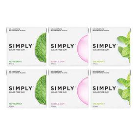 Simply Gum variety pack front view showing eco-friendly packaging and flavor options for everyday chewing