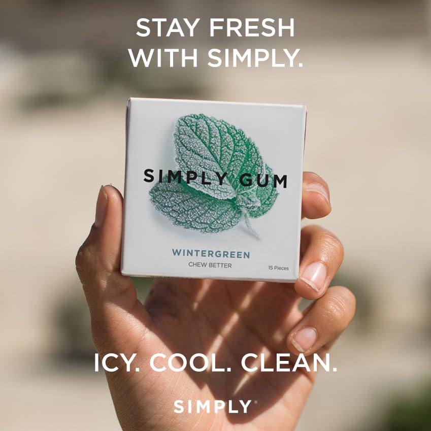 SIMPLY Gum Wintergreen USA-made stamp on box