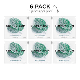 SIMPLY Gum Wintergreen open pack with individual gum pieces