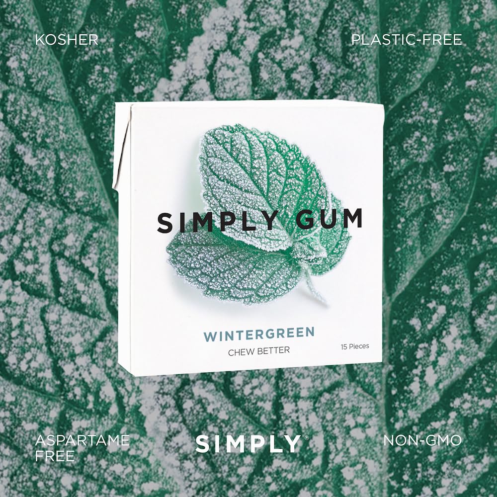 SIMPLY Gum Wintergreen packaging inside view shows paper-based materials
