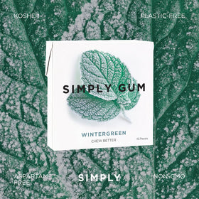 SIMPLY Gum Wintergreen packaging inside view shows paper-based materials