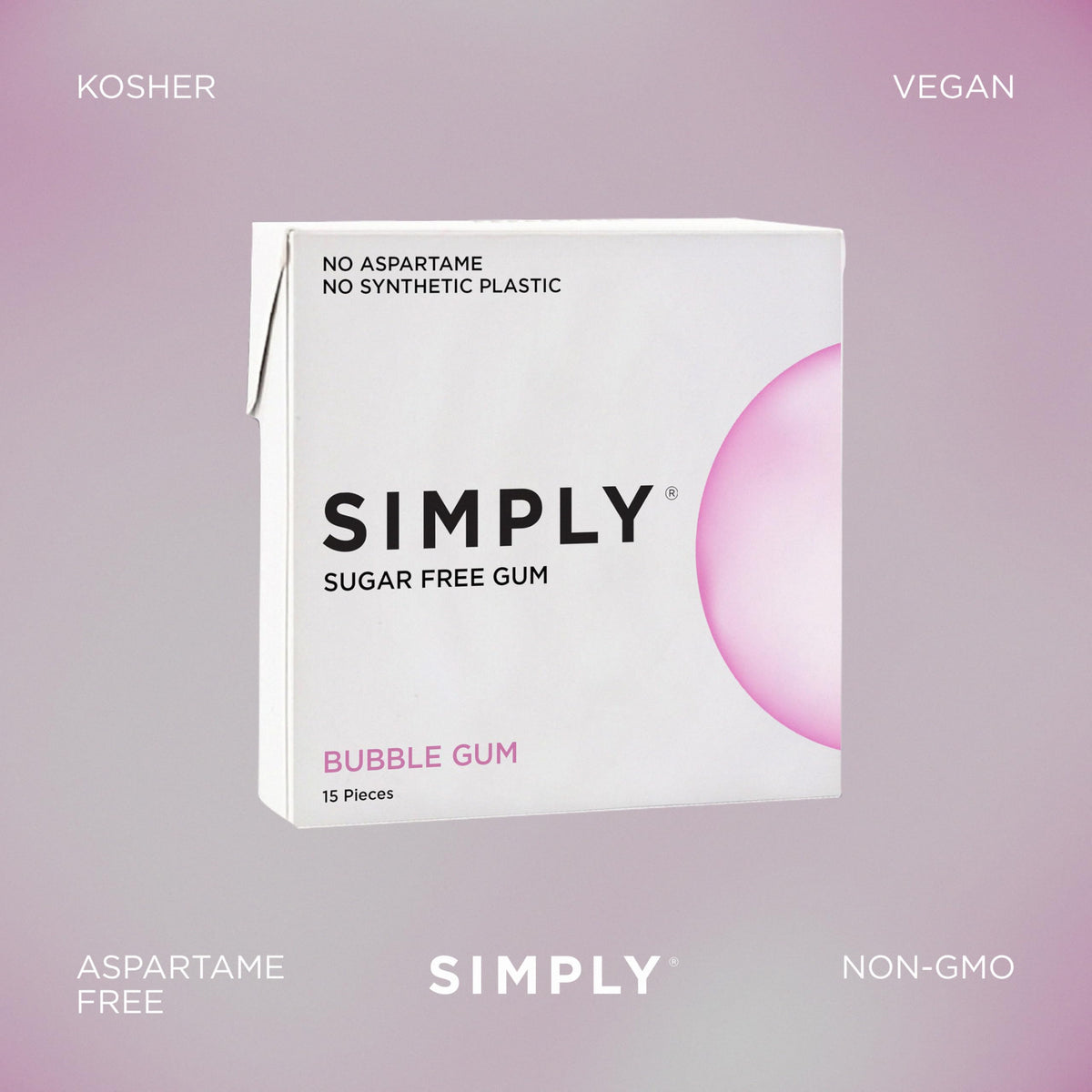 Simply Gum xylitol closeup shows sugar-free chewing powered by natural sweetener