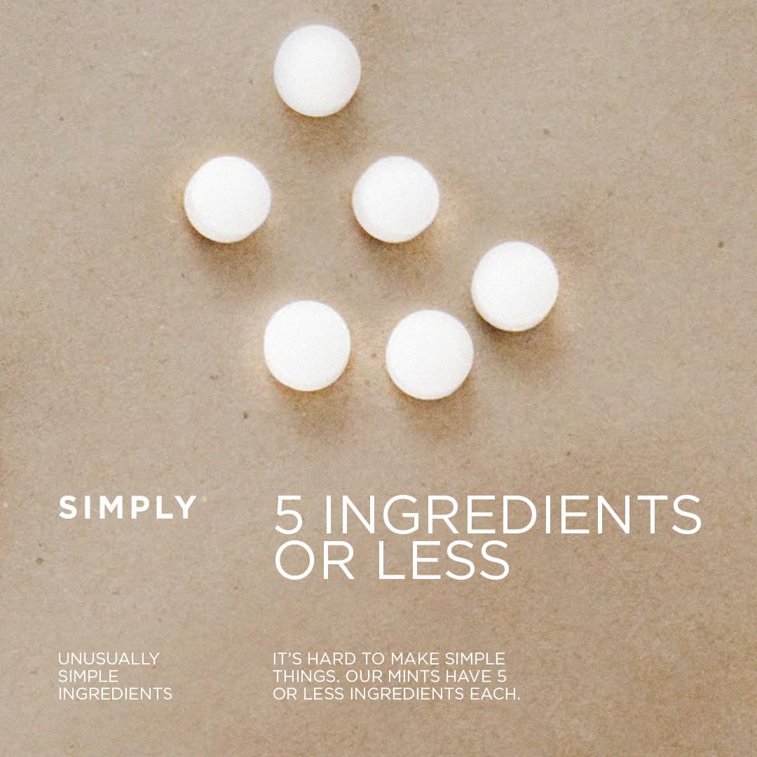 Simply MINTS metal tins packaging emphasizes plastic-free durability.