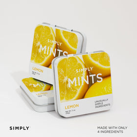 Simply MINTS lemon candy close-up highlighting natural lemon flavor.