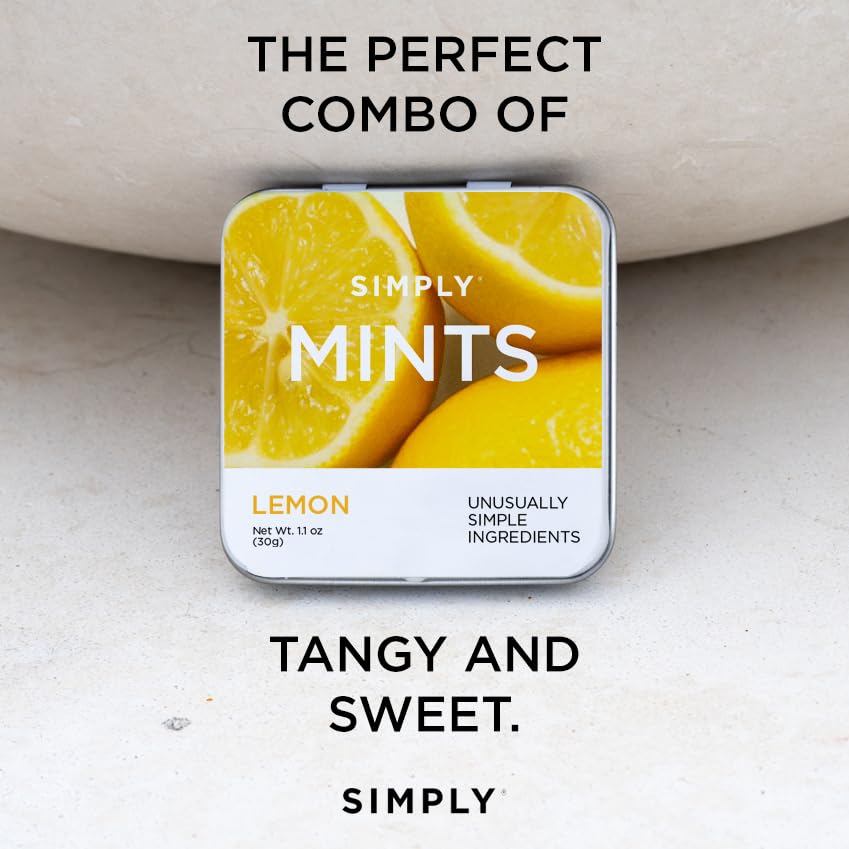 Simply MINTS vegan kosher non-GMO icons highlight dietary options.