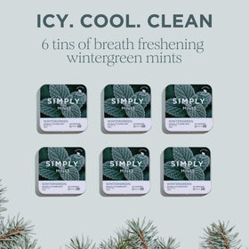Simply Gum SIMPLY MINTS Wintergreen tin open reveals individual mints for quick use.