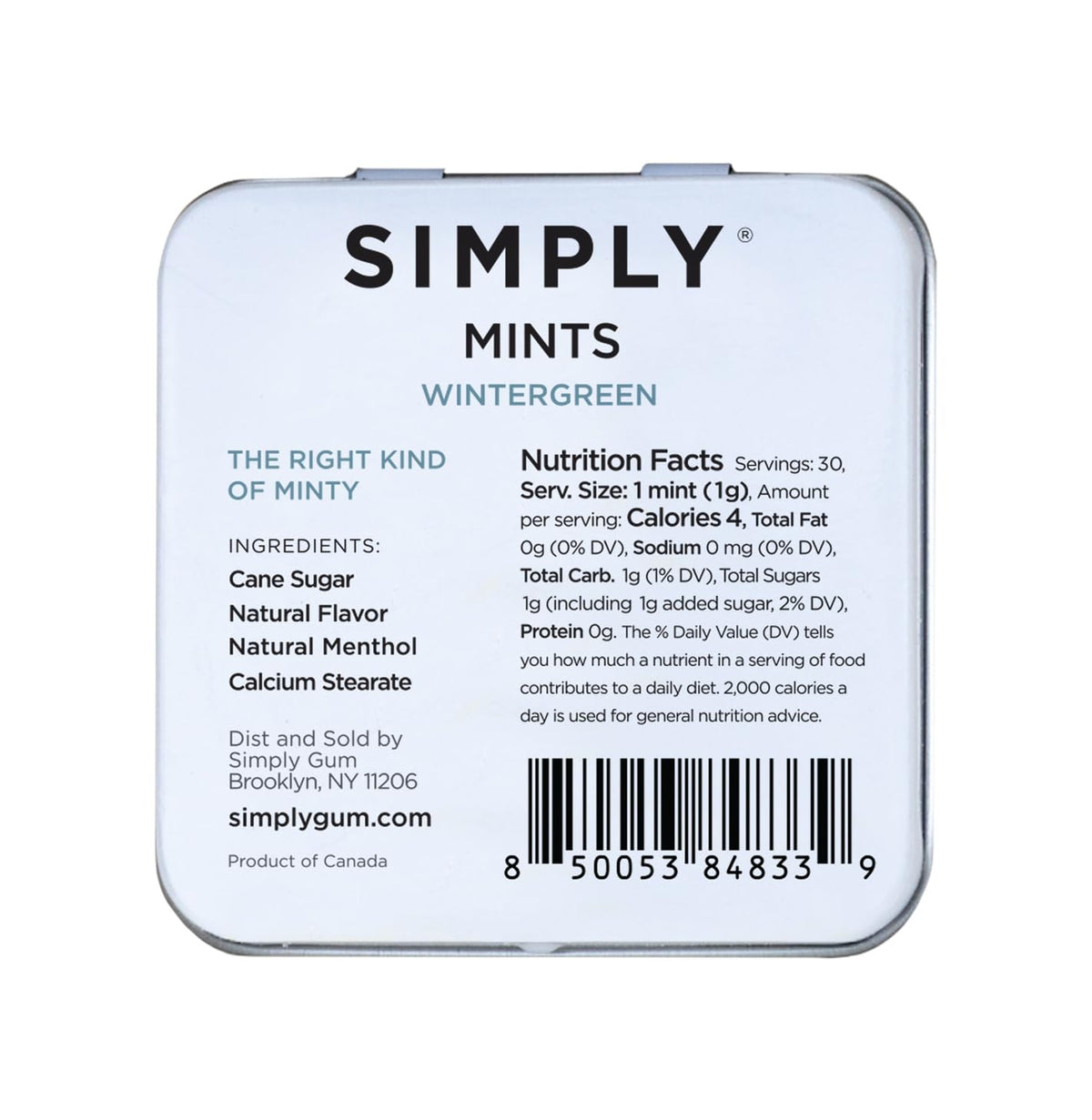 Simply Gum SIMPLY MINTS Wintergreen travel companion in gym bag or purse.