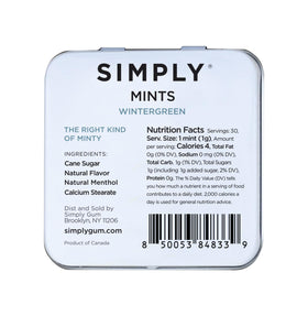 Simply Gum SIMPLY MINTS Wintergreen travel companion in gym bag or purse.