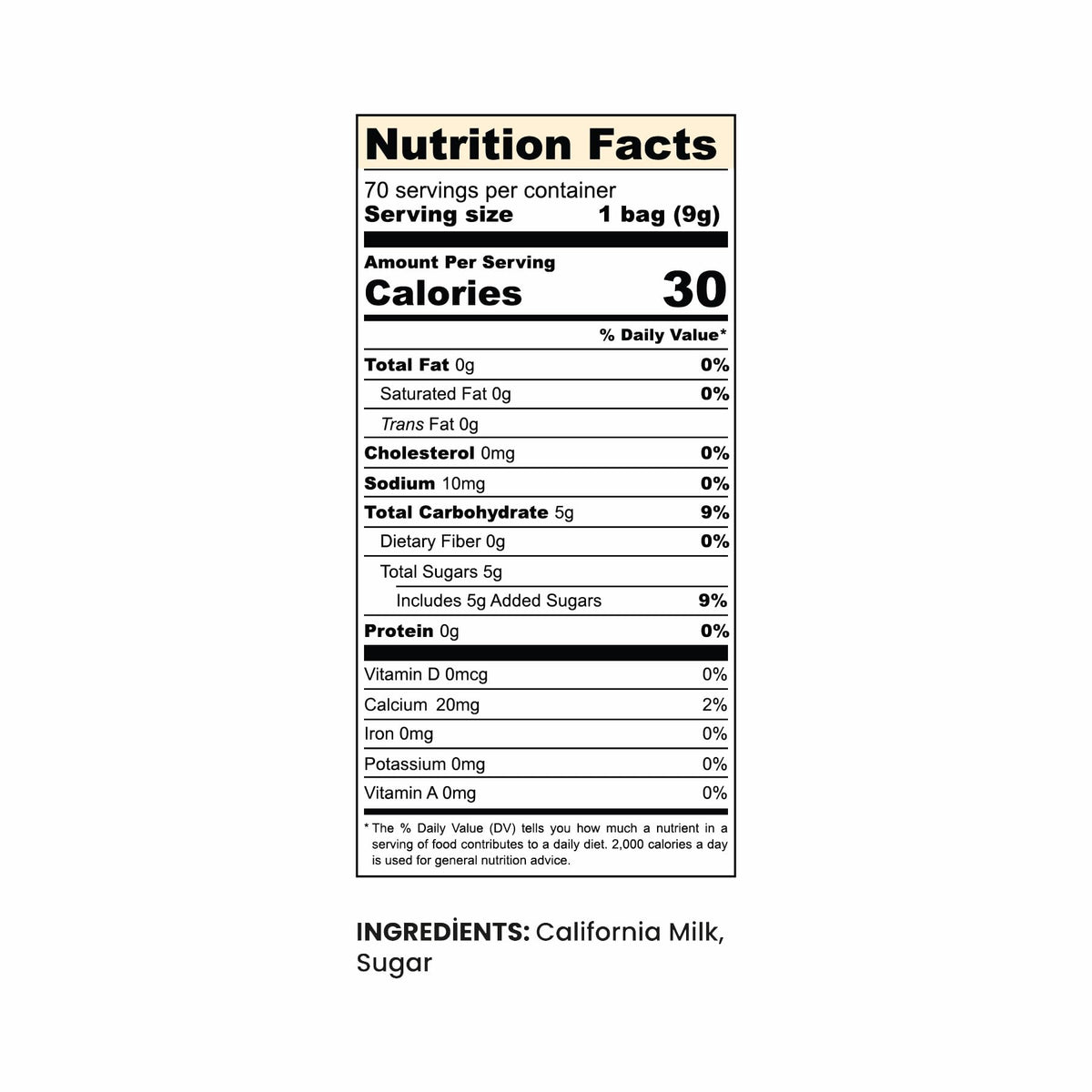 Simply Natural creamers' all-natural ingredients label visible on the packet