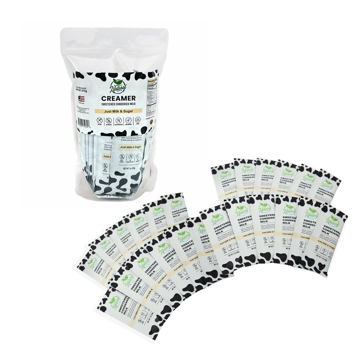 Simply Natural creamer sachets in packaging for on-the-go richness