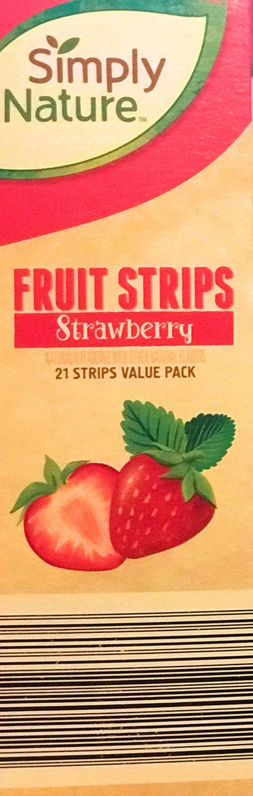 Simply Nature Non-GMO Fruit Strips Strawberry close-up shows bright flavor