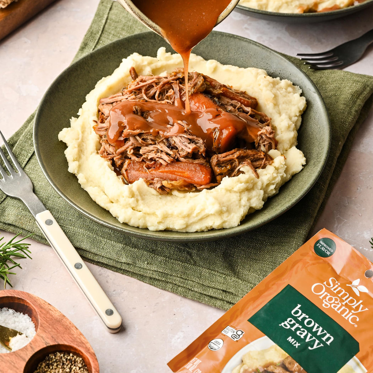 Beef stock-forward notes in Simply Organic Brown Gravy Mix.