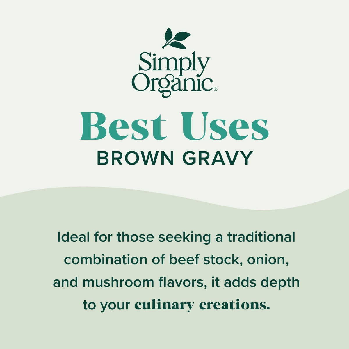 Gravy poured over mashed potatoes using Simply Organic Brown Gravy Mix.