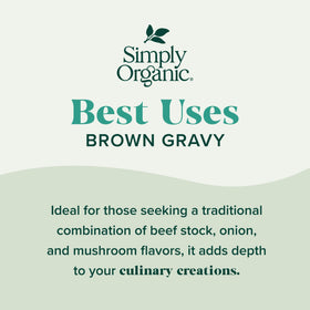 Gravy poured over mashed potatoes using Simply Organic Brown Gravy Mix.