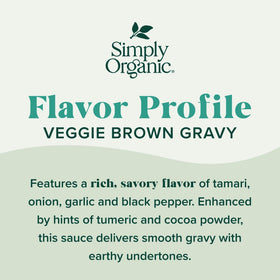 Simply Organic brown gravy mix ingredients close-up highlighting spices.