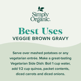 Simply Organic brown gravy mix packaging showing 12-pack on display.