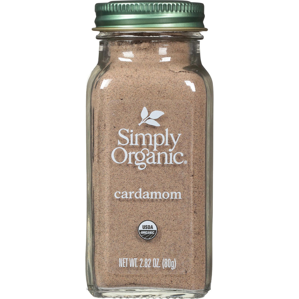 Simply Organic cardamom bottle front for aromatic cooking and baking