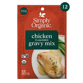 Simply Organic chicken gravy mix packets 0.85 oz each for easy use.