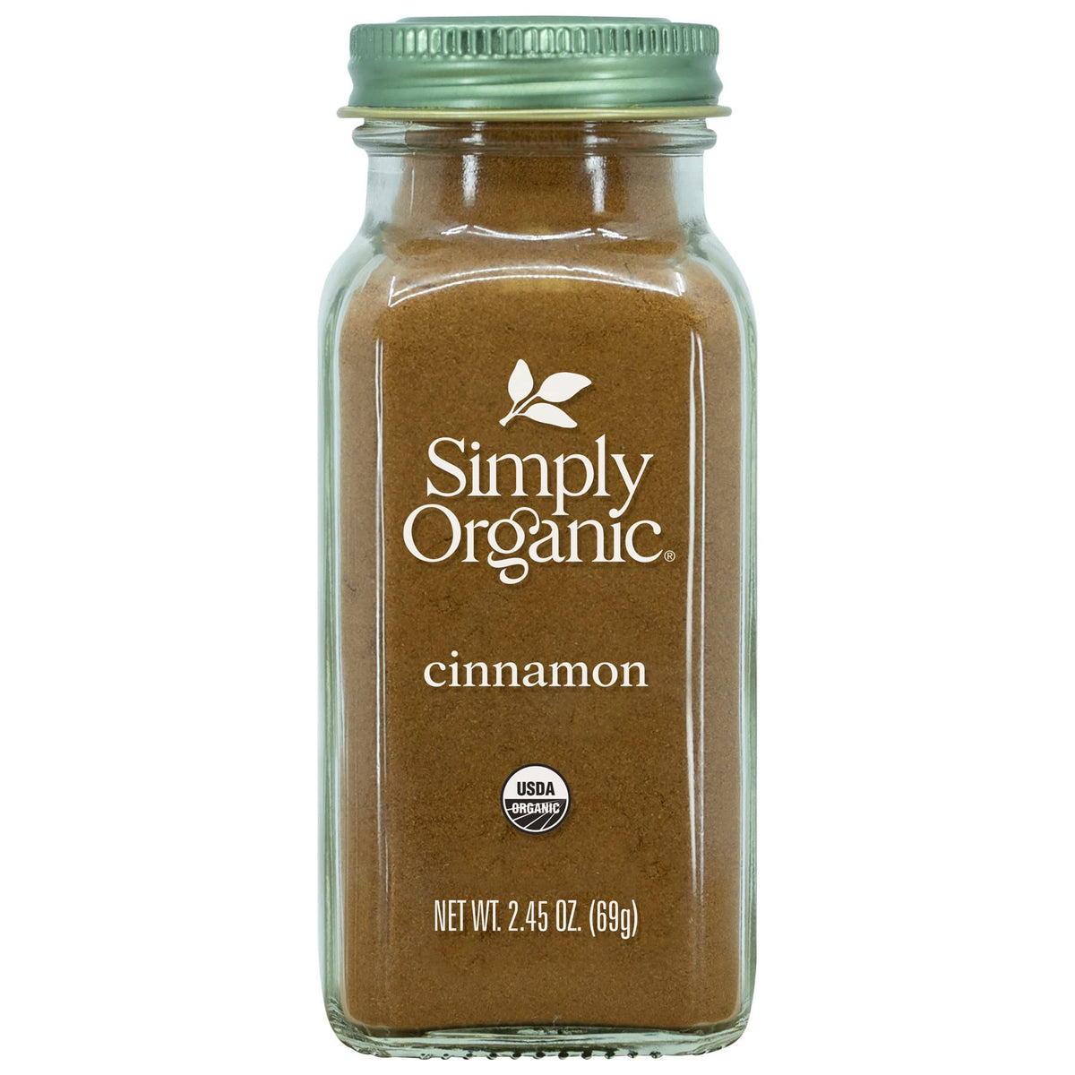 Two Simply Organic cinnamon ground jars, ready for baking and spice blends.