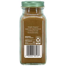 Close-up of Simply Organic cinnamon ground texture for rich baking flavors.