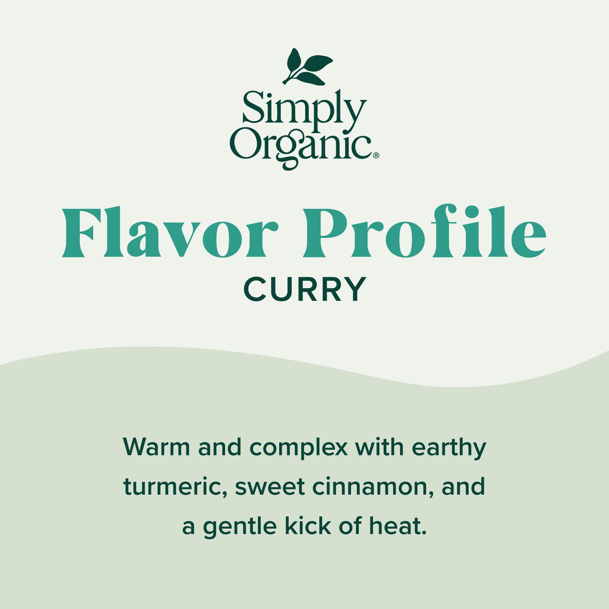 Curry powder mix showing turmeric, cumin, coriander in Simply Organic blend