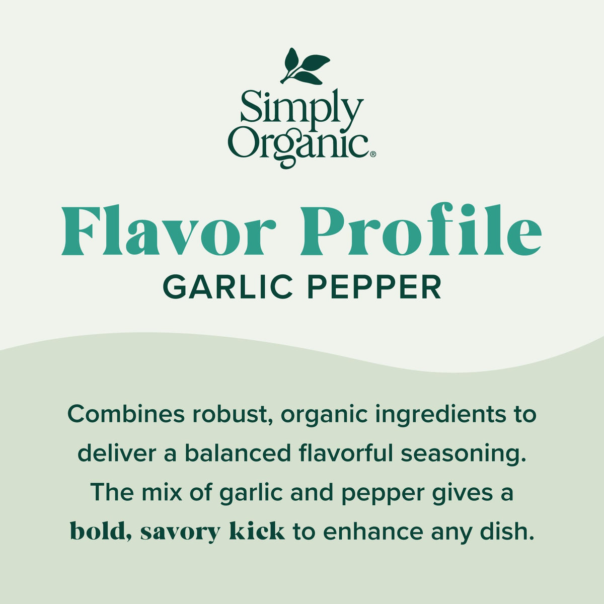 Simply Organic Garlic Pepper dish adds a savory kick to veggies and pasta.