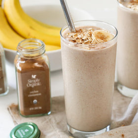 Simply Organic ground cinnamon jar with spoon—perfect for cookies and oatmeal