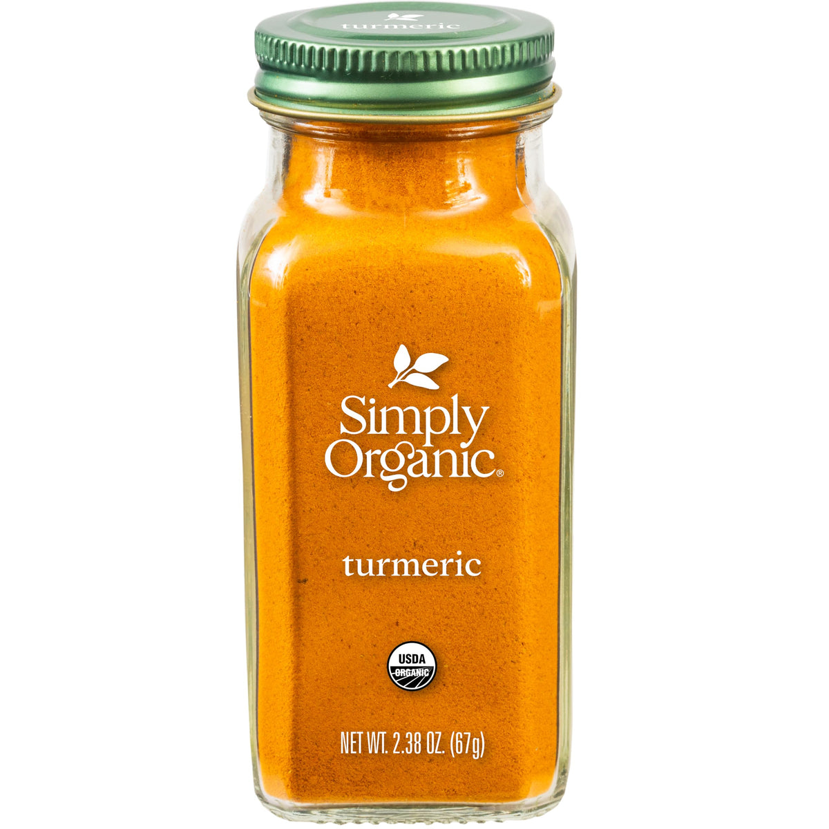 Simply Organic ground turmeric bottle showing rich color ideal for curries.