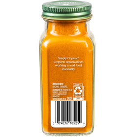 Simply Organic turmeric powder dispensing easily for quick flavor boosts.