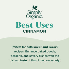 Simply Organic Ground Vietnamese Cinnamon pouring spice for quick, even seasoning.