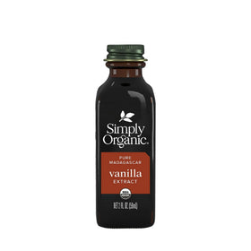 Simply Organic Madagascar vanilla extract in a 2oz glass jar for organic smoothie flavor