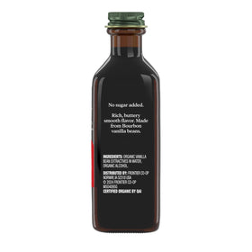 Simply Organic vanilla extract label closeup showing certification