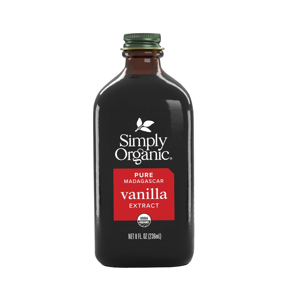Simply Organic Vanilla Extract label highlights organic certification and purity for confident baking