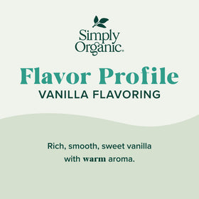 Simply Organic Vanilla Flavoring pour spout supports easy, precise vanilla in coffee.
