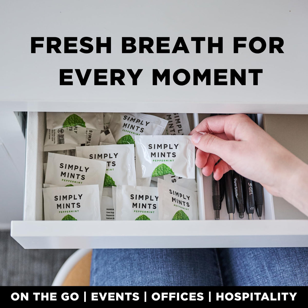 Simply Gum peppermint mints are individually wrapped for easy on-the-go freshness.