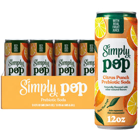 Simply POP Citrus Punch can side view shows real fruit juice flavor