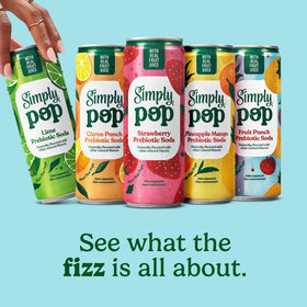Display of a 12-pack of Simply POP Lime cans ready for refreshment.