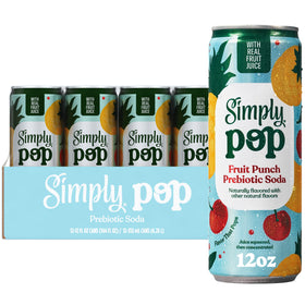 Simply POP Fruit Punch can front view showing real fruit flavor and prebiotic fiber
