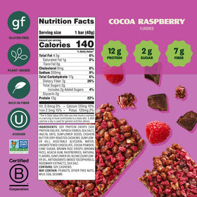 Ingredients panel highlighting plant-based, gluten-free, and non-GMO attributes.