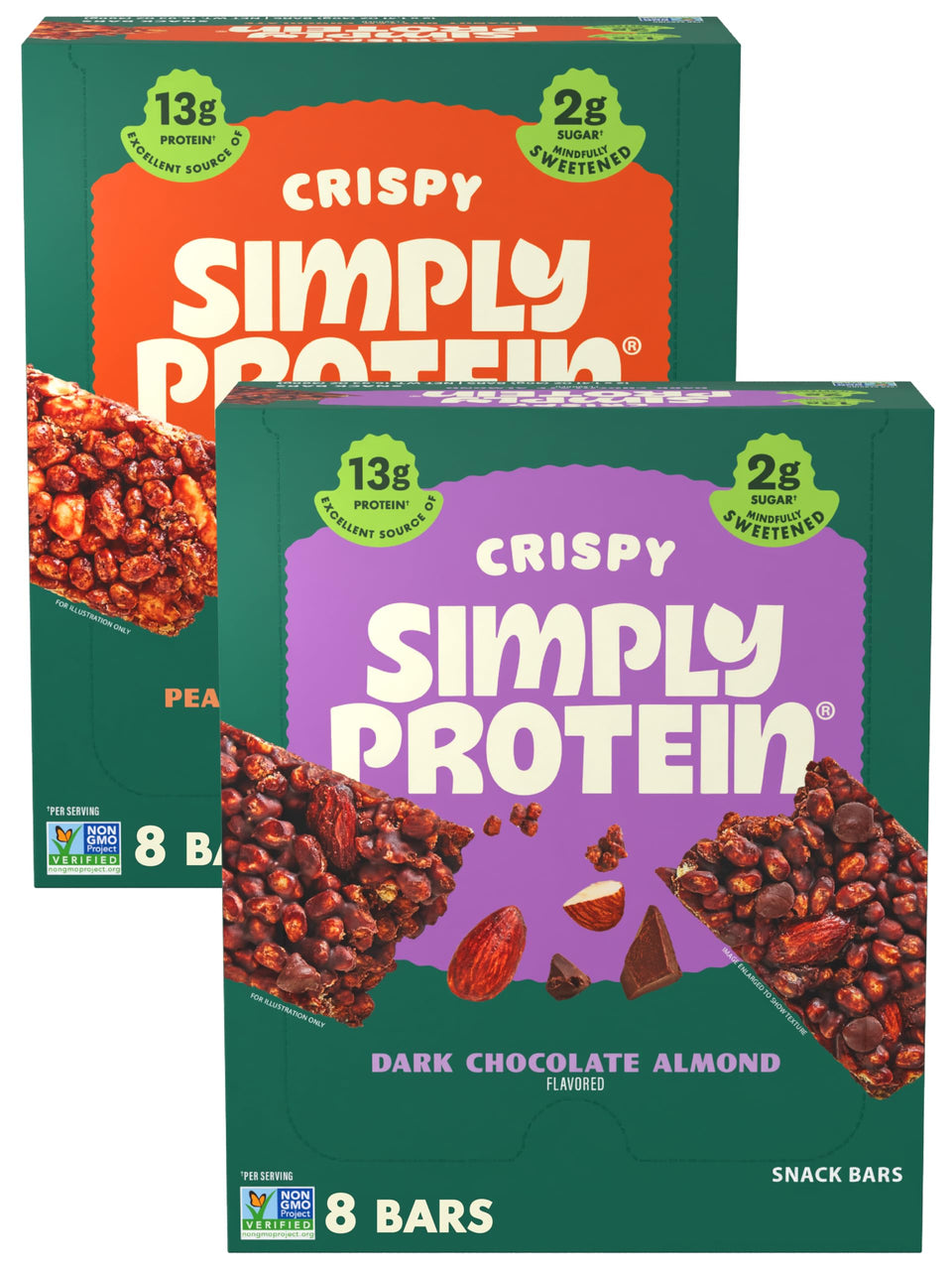 Simply Protein Crispy Bars dark chocolate almond – crisp texture and 13g protein