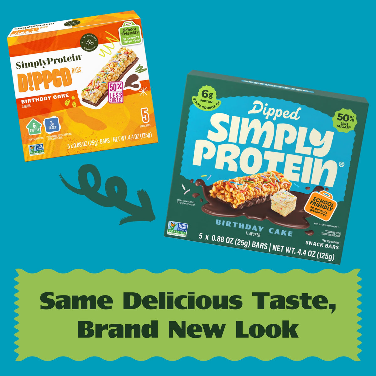 Simply Protein Dipped Bars Cookies & Creme close-up with chocolate coating, kid-friendly snack.
