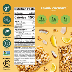 Simply Protein Lemon Coconut Crispy Bar texture reveals crispy bites and tropical flavor.