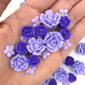 Simply Sucré 30 violet icing flowers for cake decoration and edible elegance